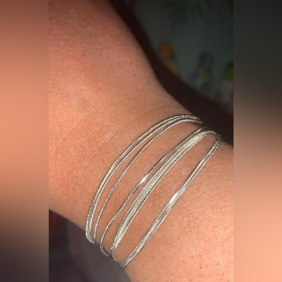 925 Sterling Silver Triple Loop Serpentine Bone Bracelet Wrist & Ankle bracelet - Picture 12 of 15